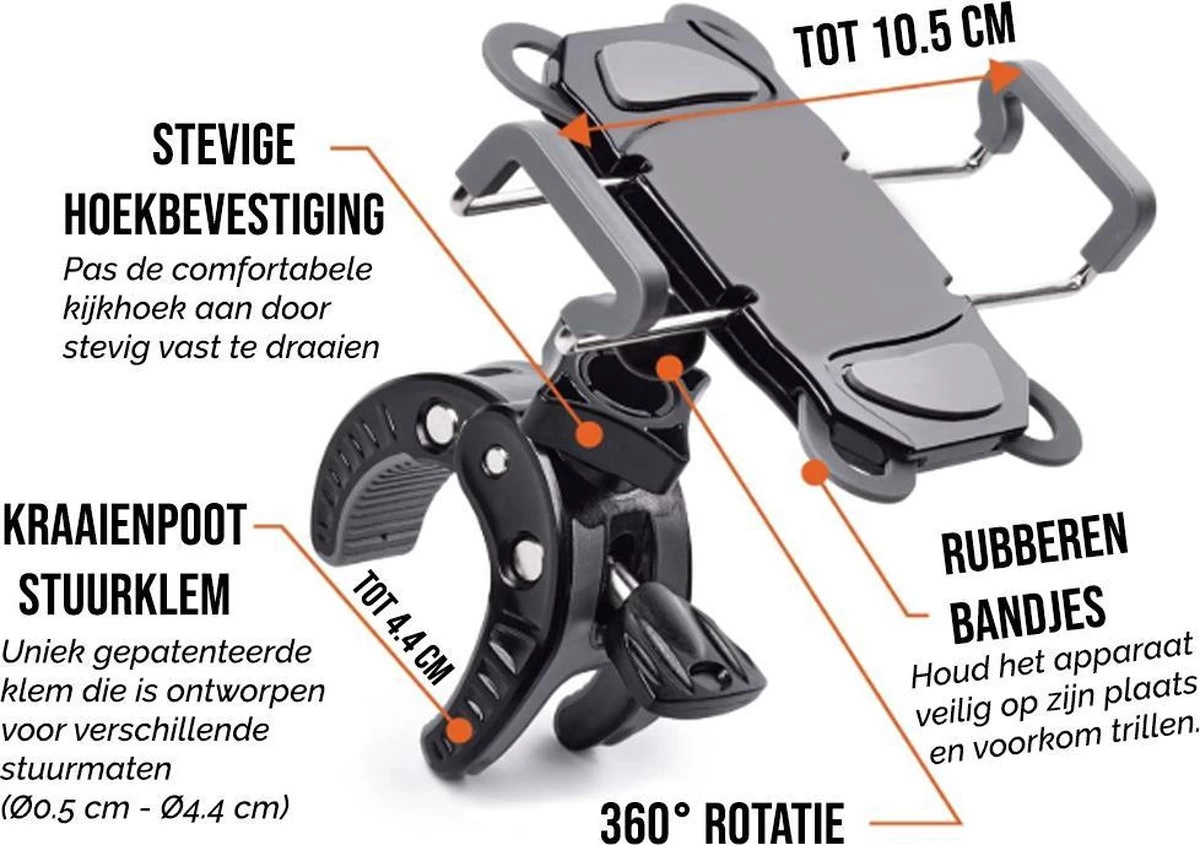 LHP Telefoonhouder Fiets/Motor/Scooter - Universeel - 360 Graden Draaibaar 5 LHP Telefoonhouder Fiets/Motor/Scooter - Universeel - 360 Graden Draaibaar - Afbeelding 3