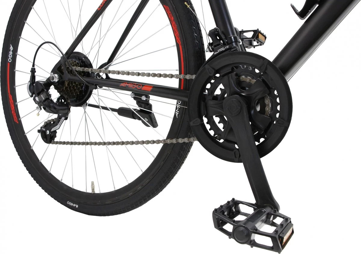 Amigo Control - Mountainbike 28 Inch - Voor Dames En Heren - Met 21 Versnellingen - Zwart/Rood 9 Amigo Control - Mountainbike 28 Inch - Voor Dames En Heren - Met 21 Versnellingen - Zwart/Rood - Afbeelding 7