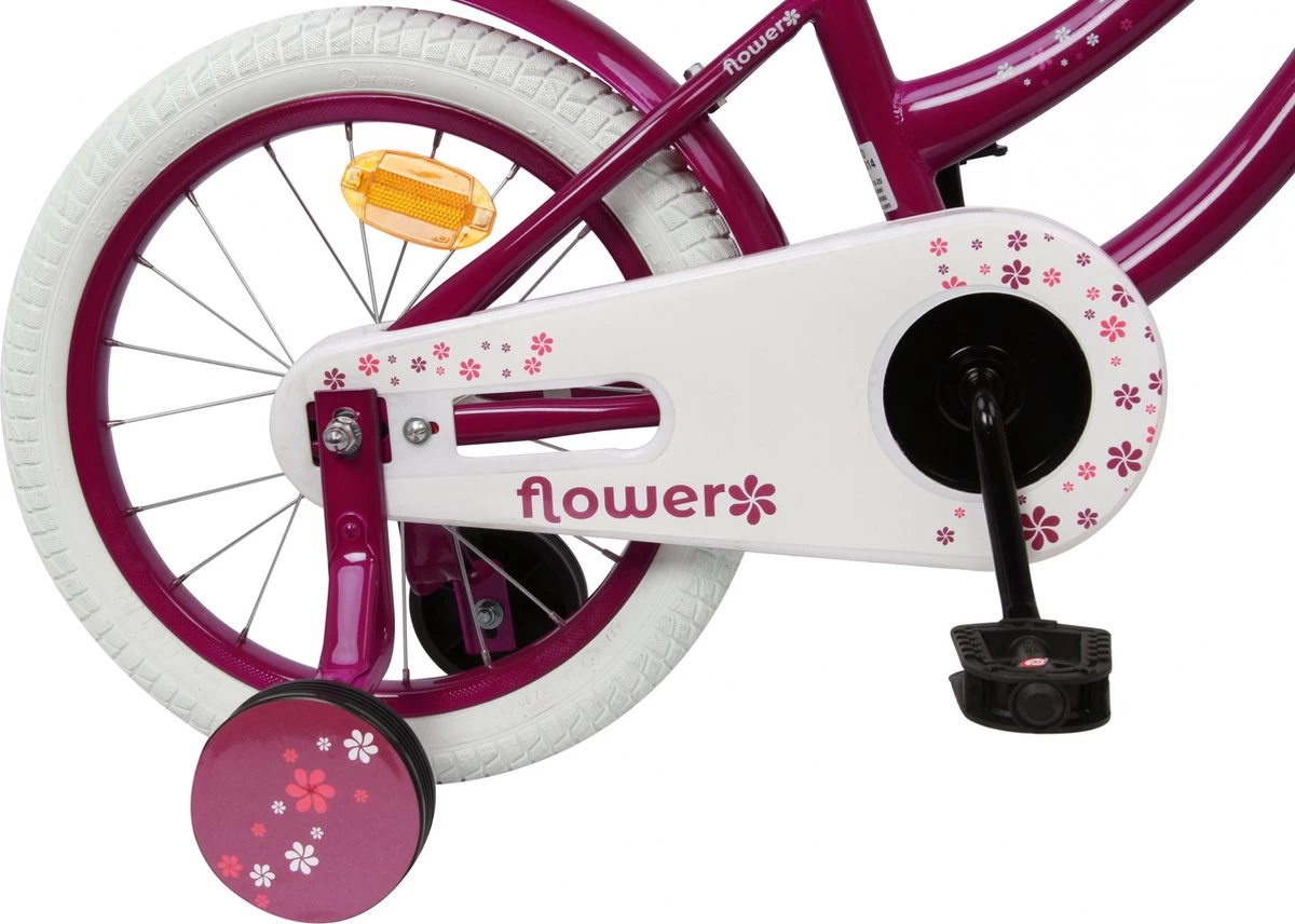 Amigo Flower Meisjesfiets - Kinderfiets 16 Inch - Paars 5 Amigo Flower Meisjesfiets - Kinderfiets 16 Inch - Paars - Afbeelding 3