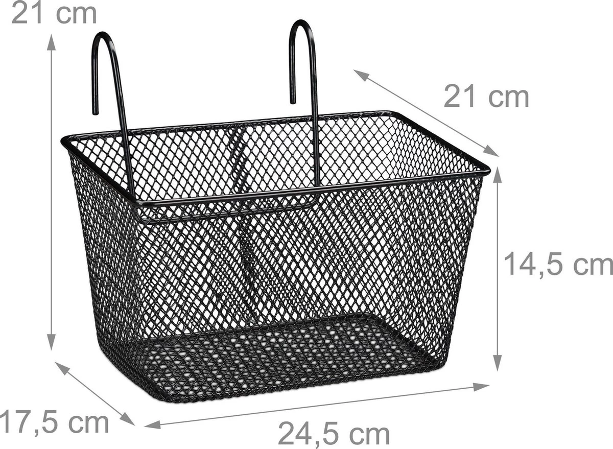 Relaxdays Fietsmand Stuur - Fietsmandje Met Haken - Fiets Mand Voorop - Klein - Metaal - Zwart 6 Relaxdays Fietsmand Stuur - Fietsmandje Met Haken - Fiets Mand Voorop - Klein - Metaal - Zwart - Afbeelding 4