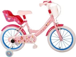 Volare Disney Princess Kinderfiets - Meisjes - 16 Inch - Roze Blauw - Twee Handremmen