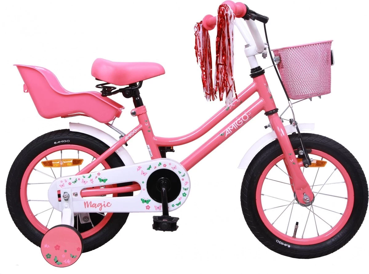 Amigo Magic Meisjesfiets - Kinderfiets 12 Inch - Roze 3 Amigo Magic Meisjesfiets - Kinderfiets 12 Inch - Roze