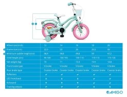 Amigo Lovely Meisjesfiets - Kinderfiets 12 Inch - Turquoise -Extreem Snel Rijden 1200x920 1