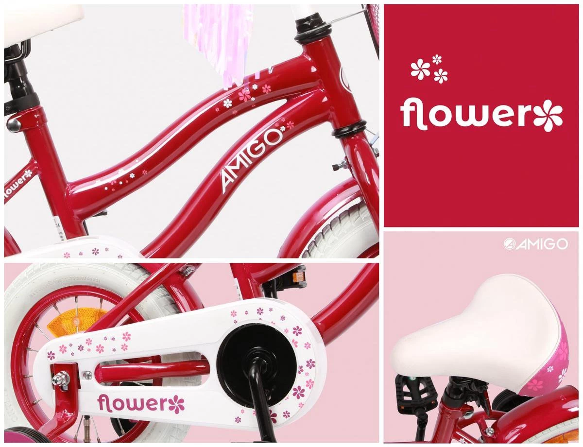 Amigo Flower Meisjesfiets - Kinderfiets 16 Inch - Paars 15 Amigo Flower Meisjesfiets - Kinderfiets 16 Inch - Paars - Afbeelding 13