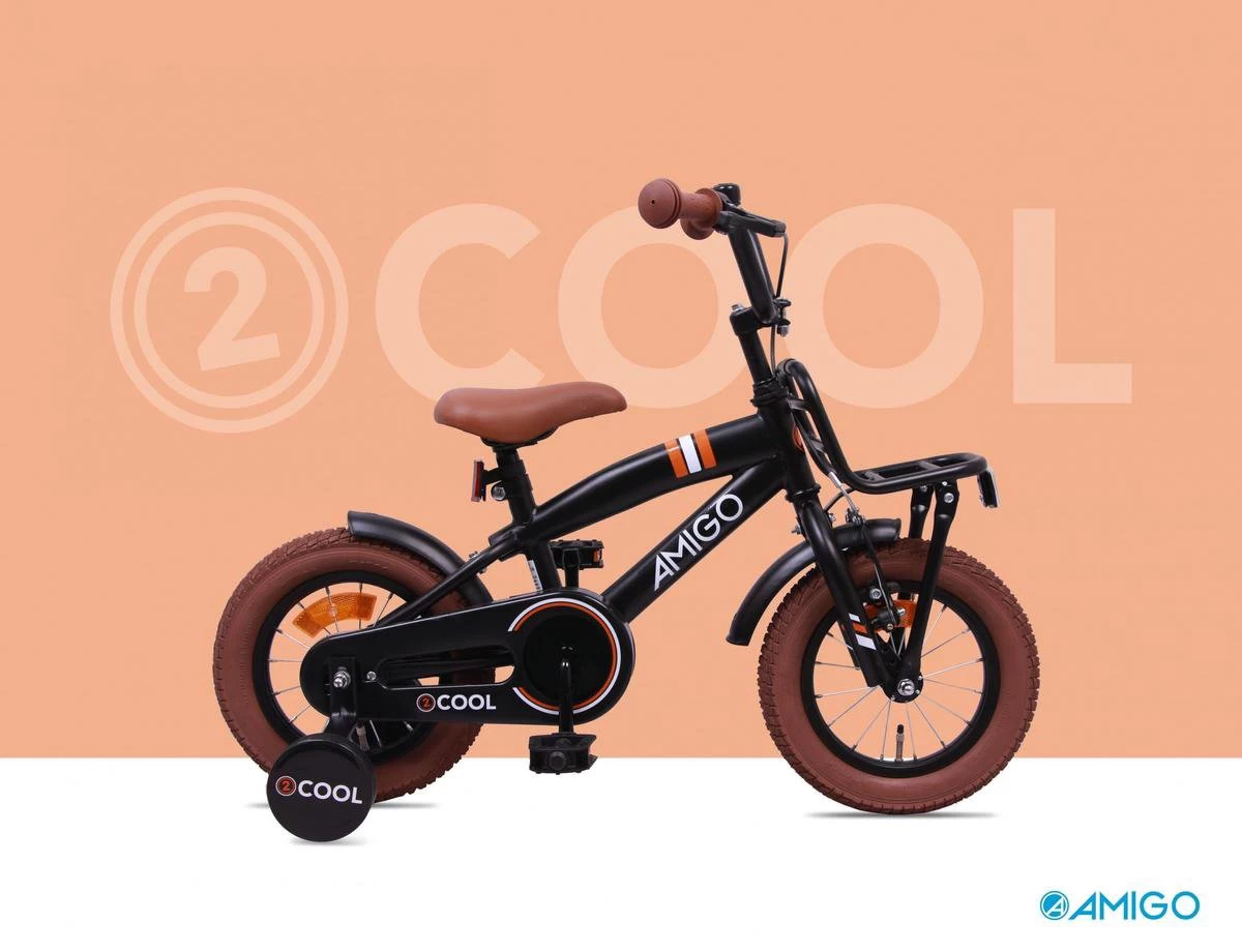 Amigo 2Cool Jongensfiets - Kinderfiets 12 Inch - Matzwart 11 Amigo 2Cool Jongensfiets - Kinderfiets 12 Inch - Matzwart - Afbeelding 9