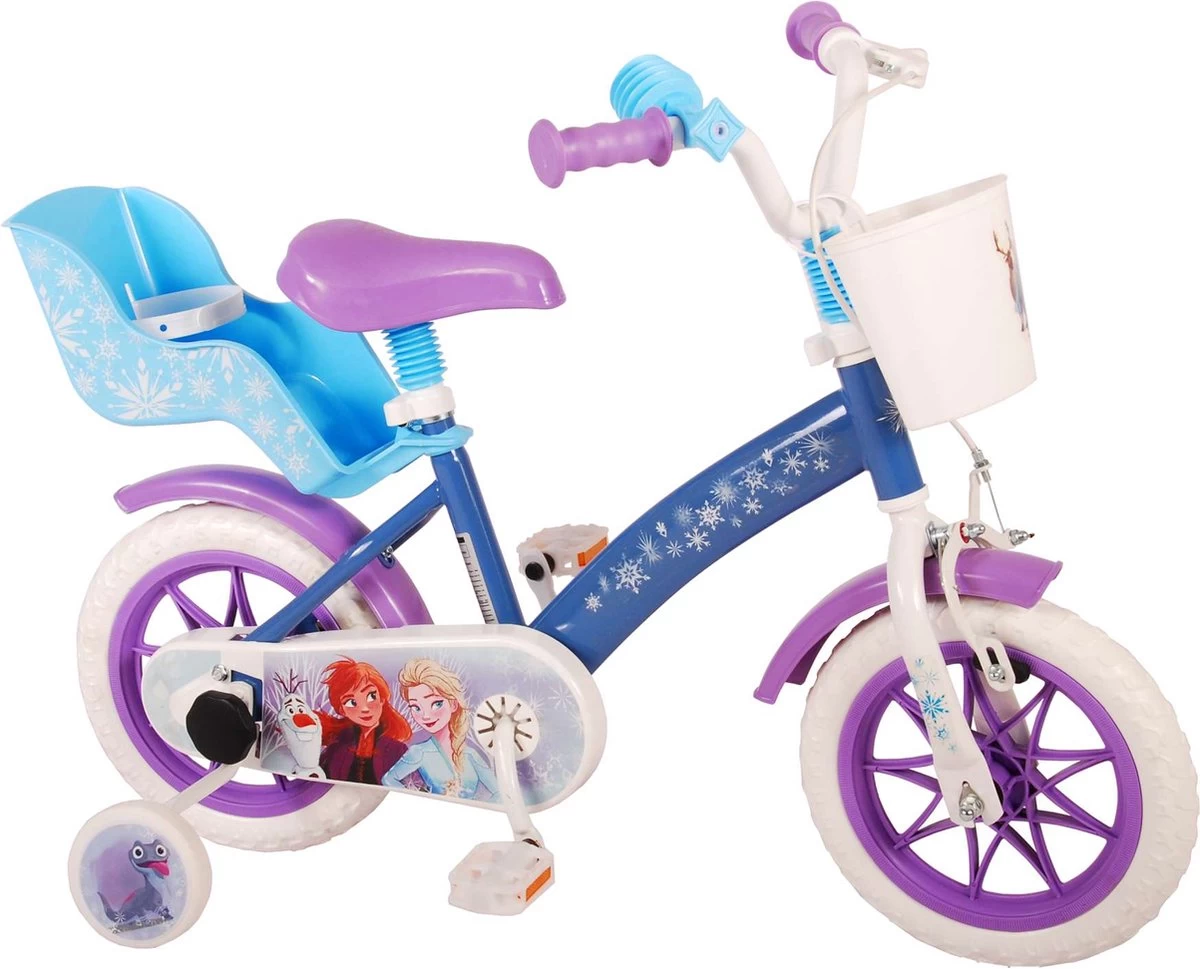Volare Disney Frozen Kinderfiets - Meiden - 12 Inch - Blauw Paars - Doortrapsysteem 3 Volare Disney Frozen Kinderfiets - Meiden - 12 Inch - Blauw Paars - Doortrapsysteem