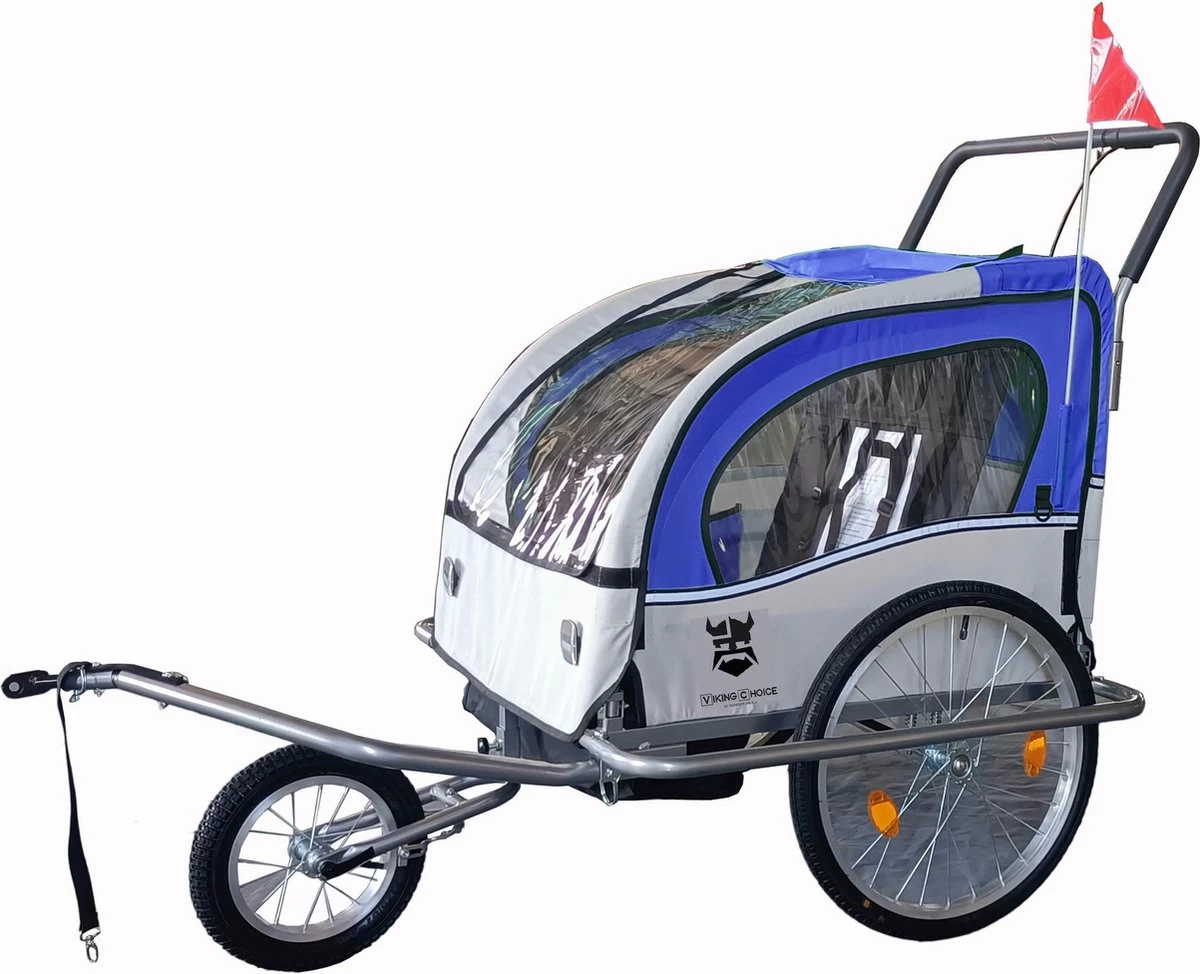 Fietskar Kind - Fietsaanhanger - Met Schokbreker - Blauw 4 Fietskar Kind - Fietsaanhanger - Met Schokbreker - Blauw - Afbeelding 2