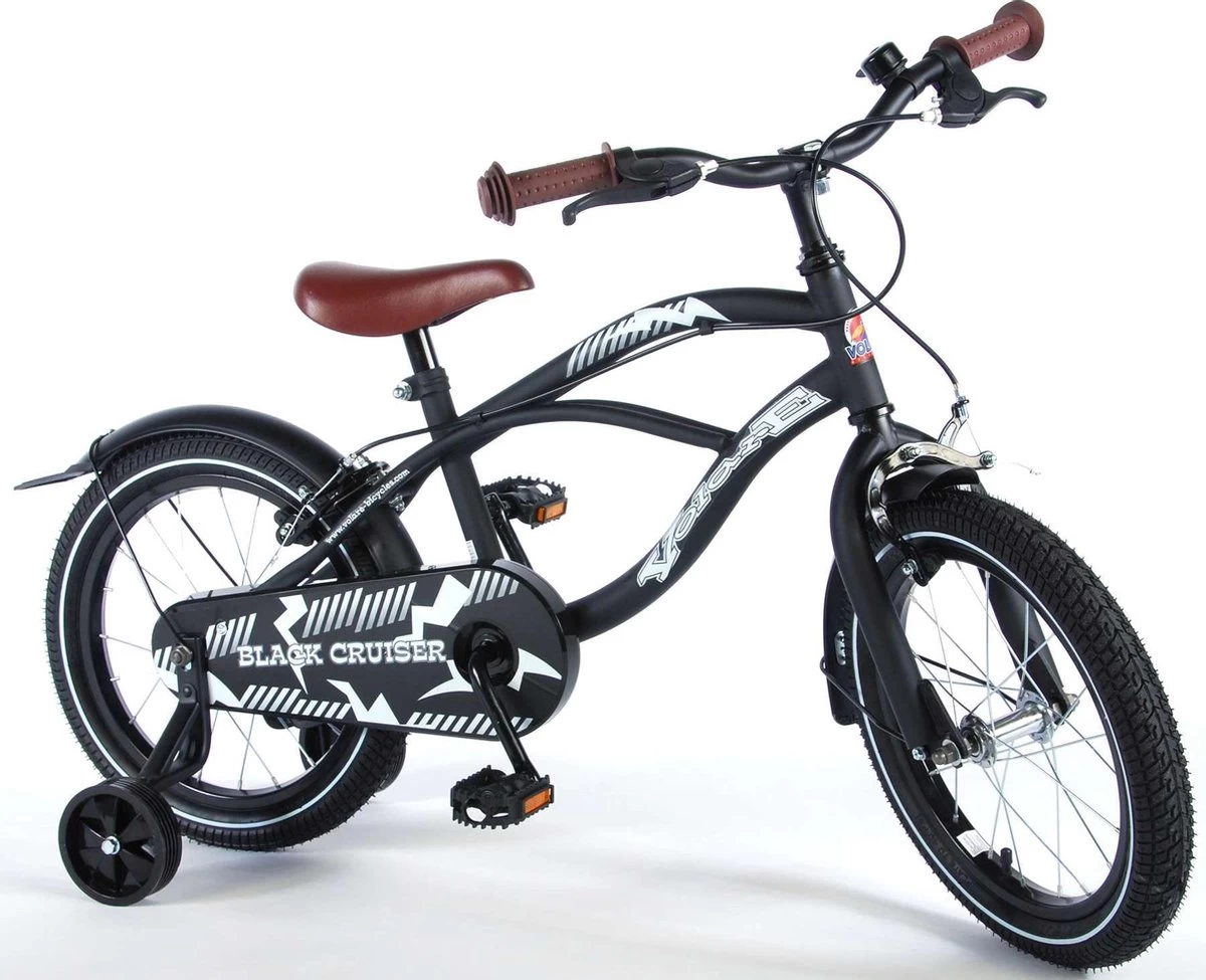 Volare Black Cruiser Kinderfiets - Jongens - 16 Inch - Zwart - 2 Handremmen 6 Volare Black Cruiser Kinderfiets - Jongens - 16 Inch - Zwart - 2 Handremmen - Afbeelding 4