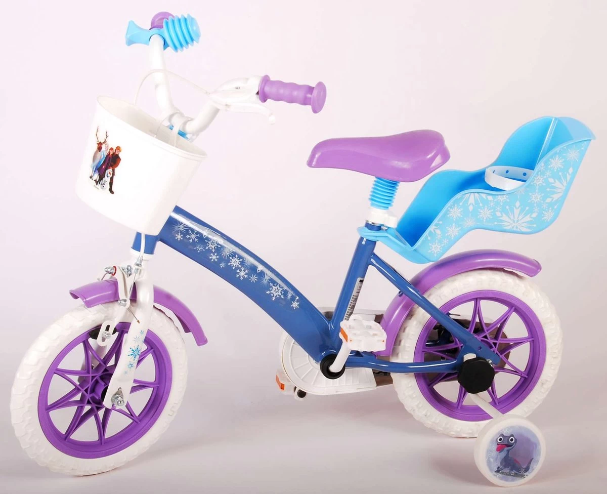 Volare Disney Frozen Kinderfiets - Meiden - 12 Inch - Blauw Paars - Doortrapsysteem 9 Volare Disney Frozen Kinderfiets - Meiden - 12 Inch - Blauw Paars - Doortrapsysteem - Afbeelding 7