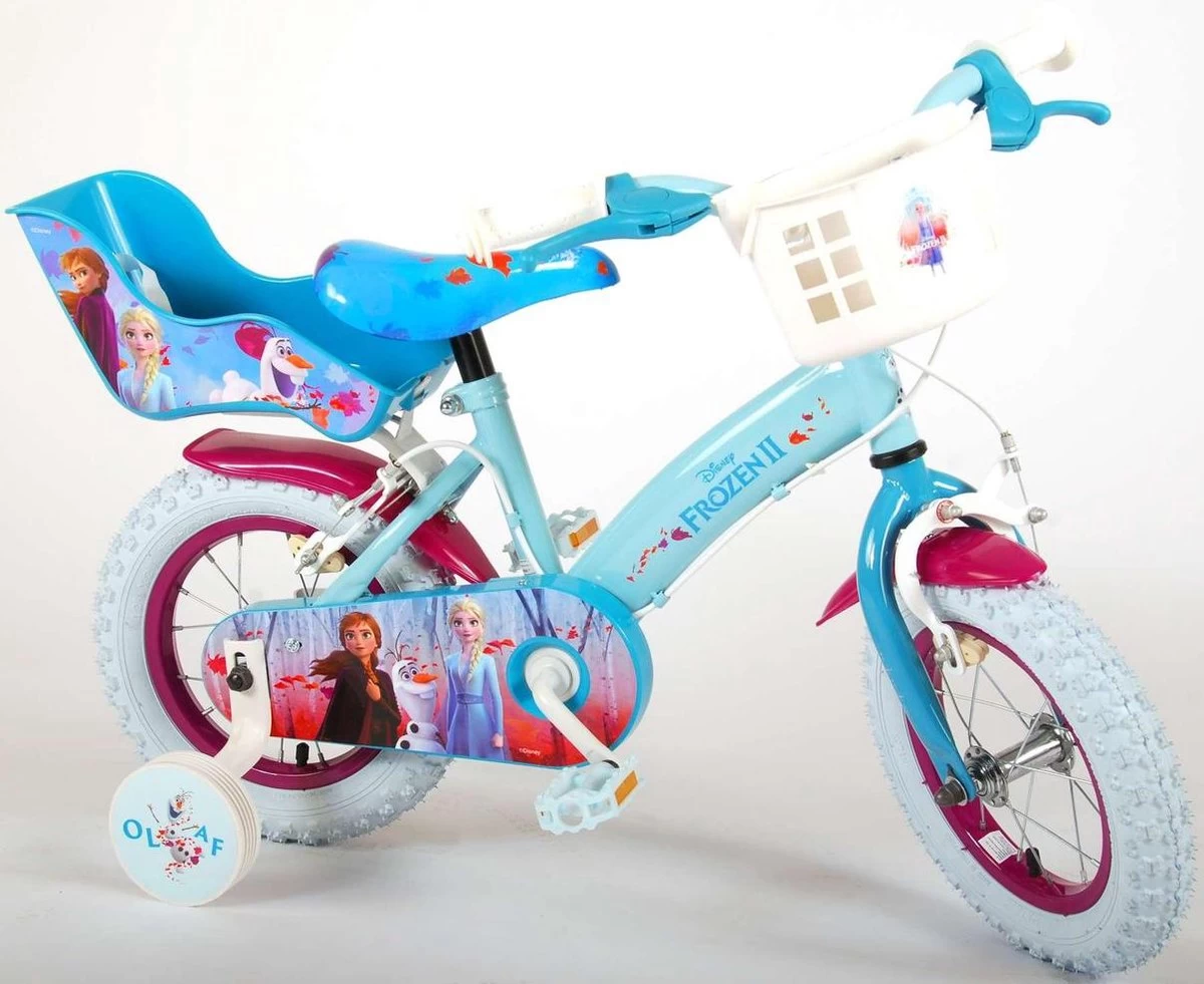 Volare Disney Frozen 2 Kinderfiets - Meisjes - 12 Inch - Blauw/Paars - Twee Handremmen 6 Volare Disney Frozen 2 Kinderfiets - Meisjes - 12 Inch - Blauw/Paars - Twee Handremmen - Afbeelding 4