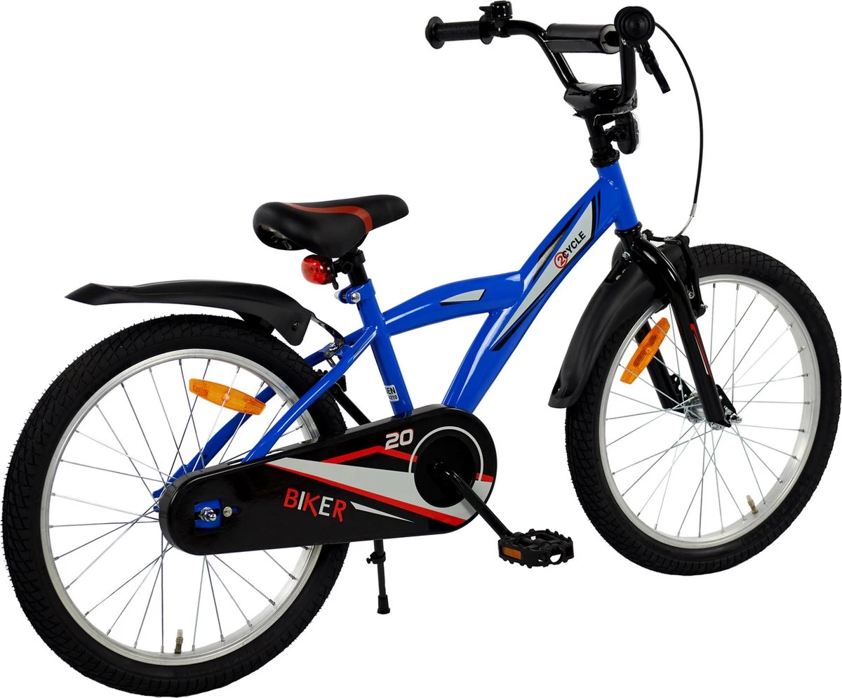 2Cycle Biker Kinderfiets - 20 Inch - Blauw - Jongensfiets 6 2Cycle Biker Kinderfiets - 20 Inch - Blauw - Jongensfiets - Afbeelding 4