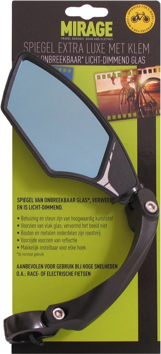 Fietsspiegel - Spiegel Mirage Links - Dimmend Glas - Multi-verstelbaar - Voor Speed-pedelec 3 Fietsspiegel - Spiegel Mirage Links - Dimmend Glas - Multi-verstelbaar - Voor Speed-pedelec