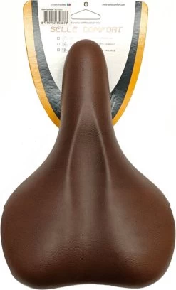 Selle Zadel Comfort Bruin Met Witte Bumpers - Zonder Strop -Extreem Snel Rijden 726x1200 1