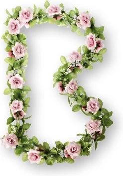 Basil Roses Flower Garland Bloemenstreng - Met Rozen – Roze