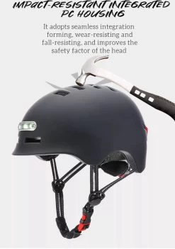 Fietshelm- Met Voor- En Achterlicht-Skatehelm -Maat-M-54 Tot 57 Cm-Helm Mat-Zwart - LED Verlichting -Extreem Snel Rijden 844x1200 4