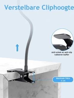 ROYAL SPACIUS® Flexibele Telefoonhouder Met Arm En Klem - Telefoonstandaard Voor Bureau - Krachtige Klemmen - Zwart -Extreem Snel Rijden 908x1200 3