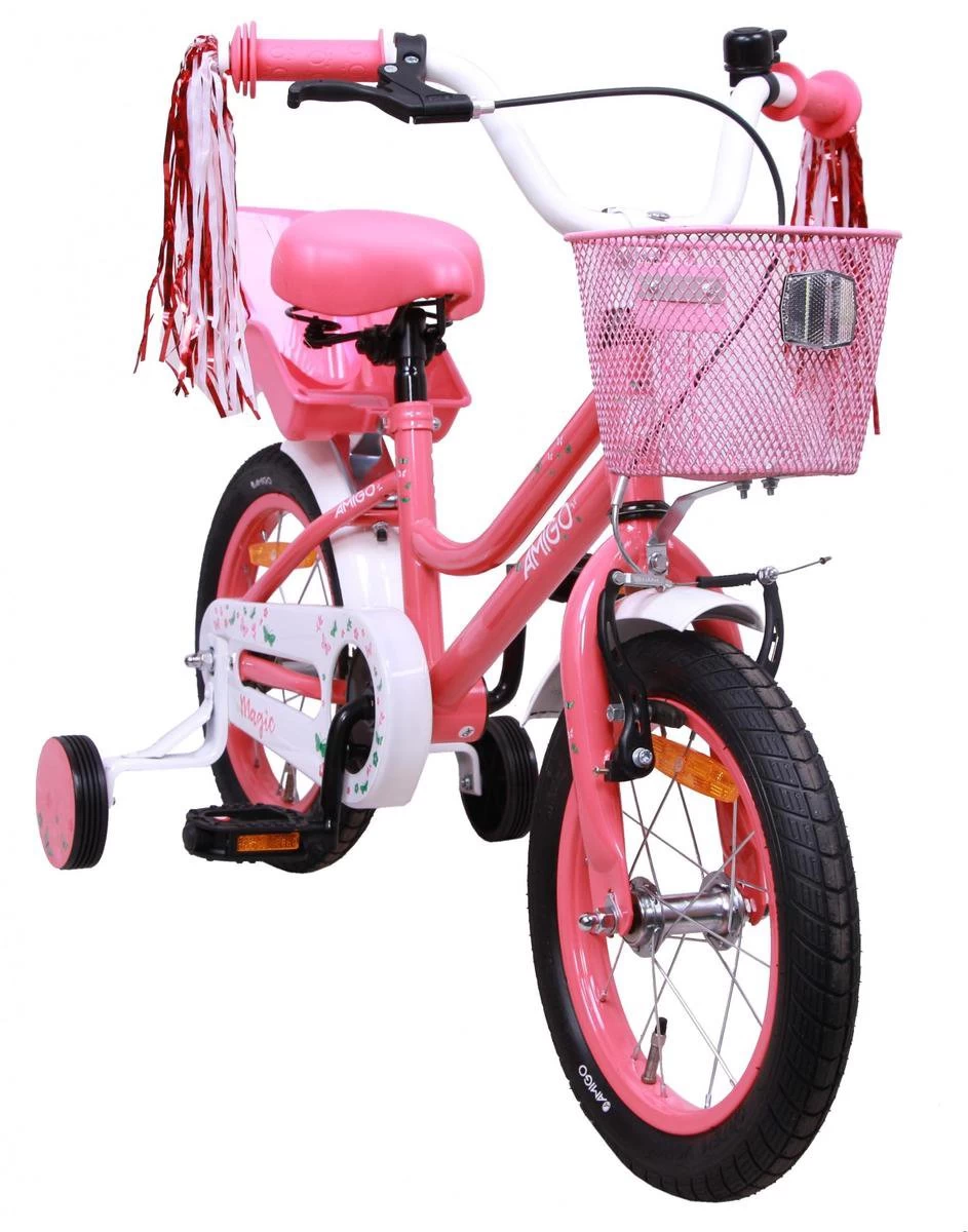 Amigo Magic Meisjesfiets - Kinderfiets 12 Inch - Roze 4 Amigo Magic Meisjesfiets - Kinderfiets 12 Inch - Roze - Afbeelding 2