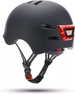 Fietshelm - Met Voor- En Achterlicht-Skatehelm - Maat-L 58-61cm-Helm Mat-Zwart - LED Verlichting -Extreem Snel Rijden 954x1200 2