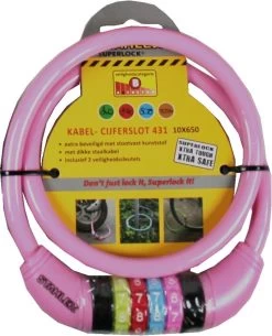 Benson Stahlex Ø10mm / 65cm Kabelslot Schlechts 230g Met Cijferslot | Het Eerste Fietsslot Voor Uw Kind | Roze -Extreem Snel Rijden 971x1200 2