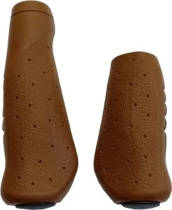 Fiets Handvatten Comfort Caramel Bruin Kort/lang Combinatie Voor Fietsen Met Draaischakelaar; Mooie, Comfortabele En Fijne Fietshandvatten Met Goede Grip
