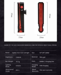 Merkloos Fietsverlichting USB Oplaadbaar Fiets Achterlicht LED Laser -Extreem Snel Rijden 988x1200 1